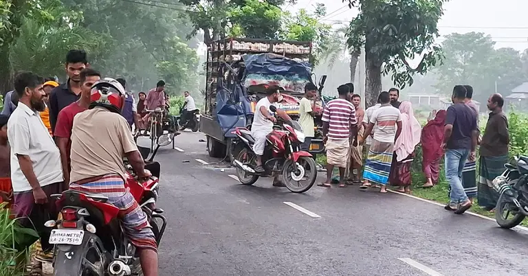 দুর্ঘটনাগ্রস্ত মুরগির ট্রাকের ছবি